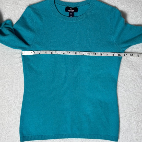 Lands' End 100% Cashmere Sweater Crewneck Teal/Turquoise Women's XS - Picture 6 of 10